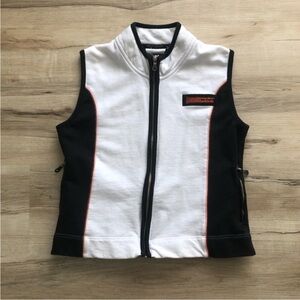 Harley-Davidson White & Black Zipper Vest with Orange Trim